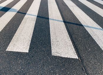 High angle view of zebra crossing on road