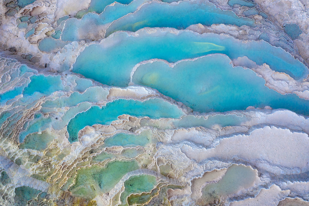 HIGH ANGLE VIEW OF WATER FLOWING IN LANDSCAPE