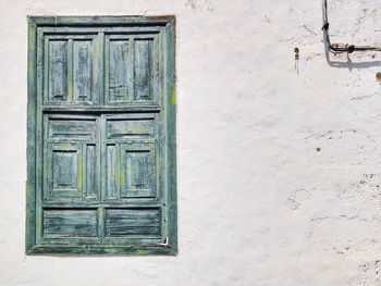 Closed door of building