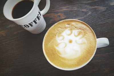 Close-up of coffee cup on table