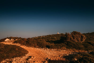 Scenic view of land against clear sky