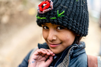 Portrait of boy wearing hat