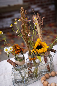 Close-up of flowers on table