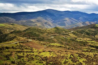 Scenic view of dramatic landscape against sky