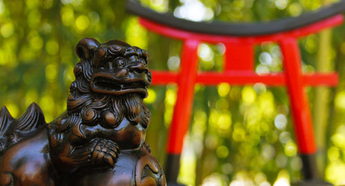 Close-up of buddha statue in temple