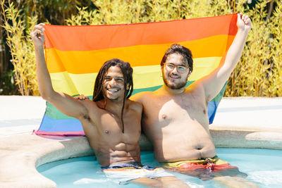 Young couple in swimming pool