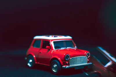 Close-up of toy car on table