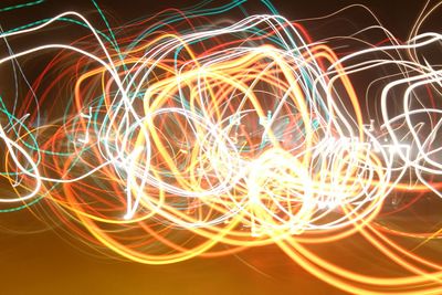 Close-up of light trails at night