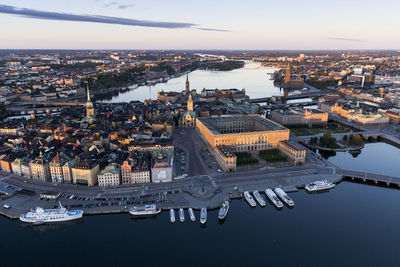 Aerial view of stockholm old town, sweden