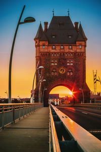 View of bridge at sunset