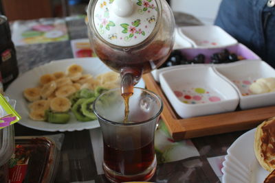 High angle view of food on table