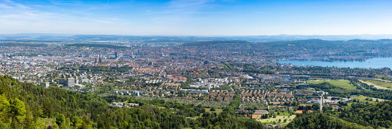 High angle view of townscape against sky