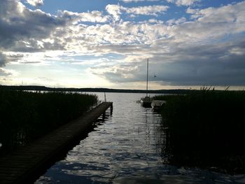 Scenic view of lake against sky