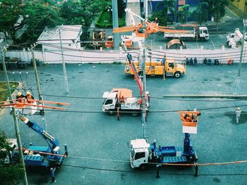 Commercial land vehicles at construction site