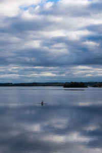 Lonely kayaker on skanderbog lake