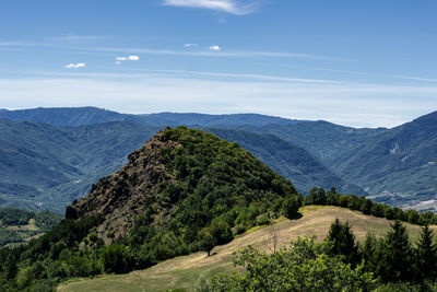 Scenic view of mountains against sky