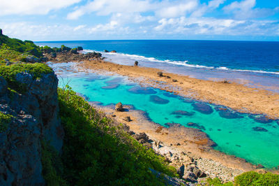 Scenic view of beach against sky