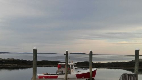 Boats moored in the lake