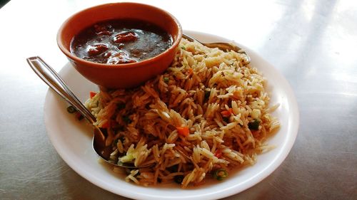 Close-up of food served in plate