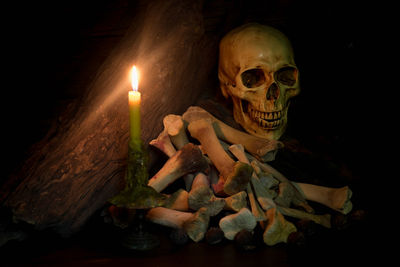 Close-up of burning candle