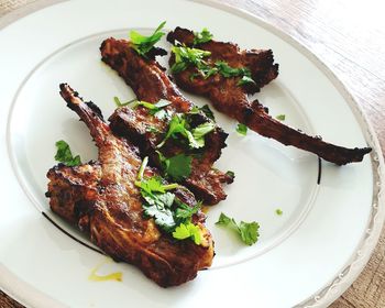 High angle view of food on plate