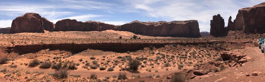 Panoramic view of rocky mountains against sky