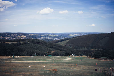 High angle view of townscape against sky