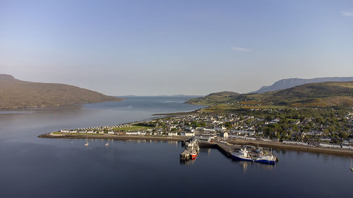 The seafront at ullapool in the western highlands of scotland, uk