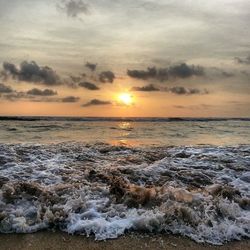 Scenic view of sea at sunset