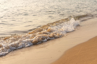 High angle view of surf on beach