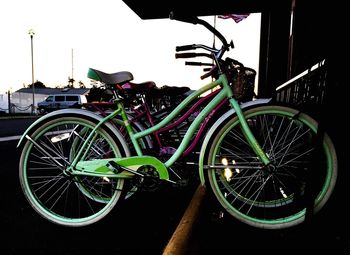 Bicycles parked in parking lot