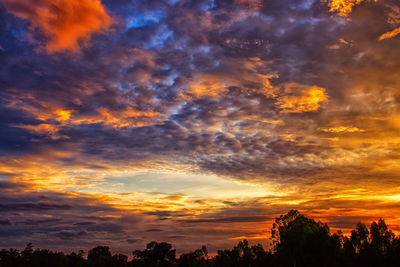 Low angle view of dramatic sky during sunset