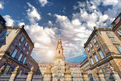 Low angle view of buildings against sky