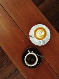 High angle view of coffee on table