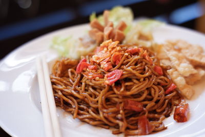 Instant noodles with a very spicy taste. red noodles with mixed spices and chili