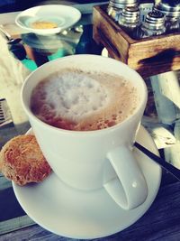 Coffee cup on table