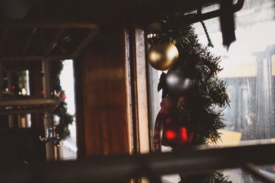 Illuminated christmas tree at home