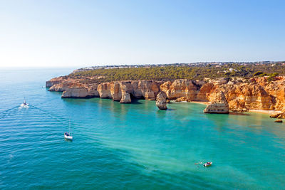 Scenic view of sea against clear sky