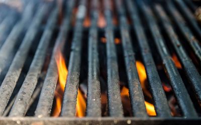 Close-up of fire on barbecue grill