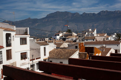 High angle view of buildings in city