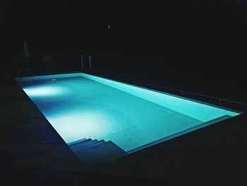 High angle view of illuminated swimming pool