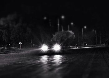 Surface level of road at night