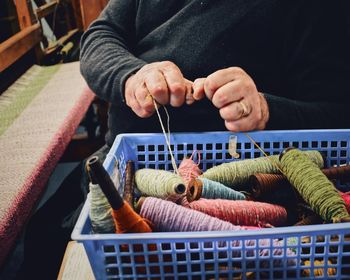 Man working in basket