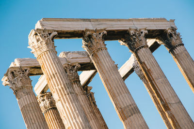 Low angle view of old ruins against clear sky