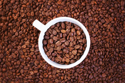 High angle view of coffee beans