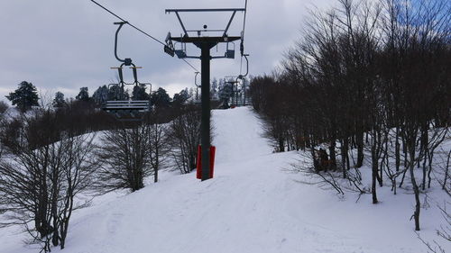 View of ski lift in winter