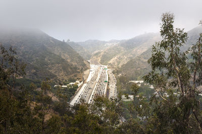 Interstate 405 freeway near brentwood, los angeles, aerial view