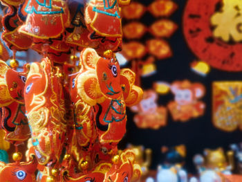 Close-up of painting for sale in market
