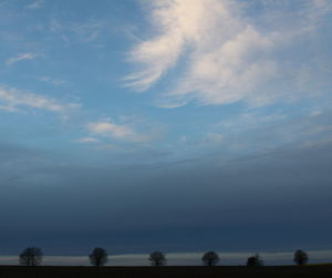 Scenic view of field against cloudy sky