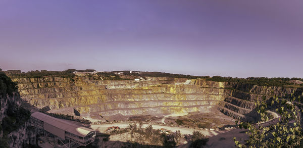 High angle view of old ruin against sky